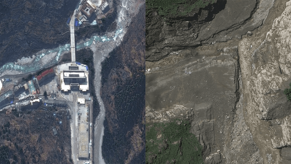 Nepal China border - Before and after the flood